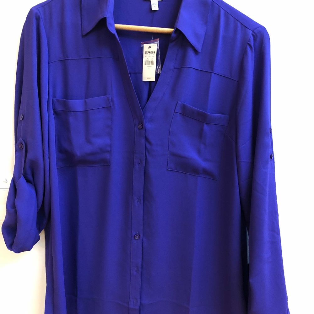 Express Electric Blue “Slim” Blouse